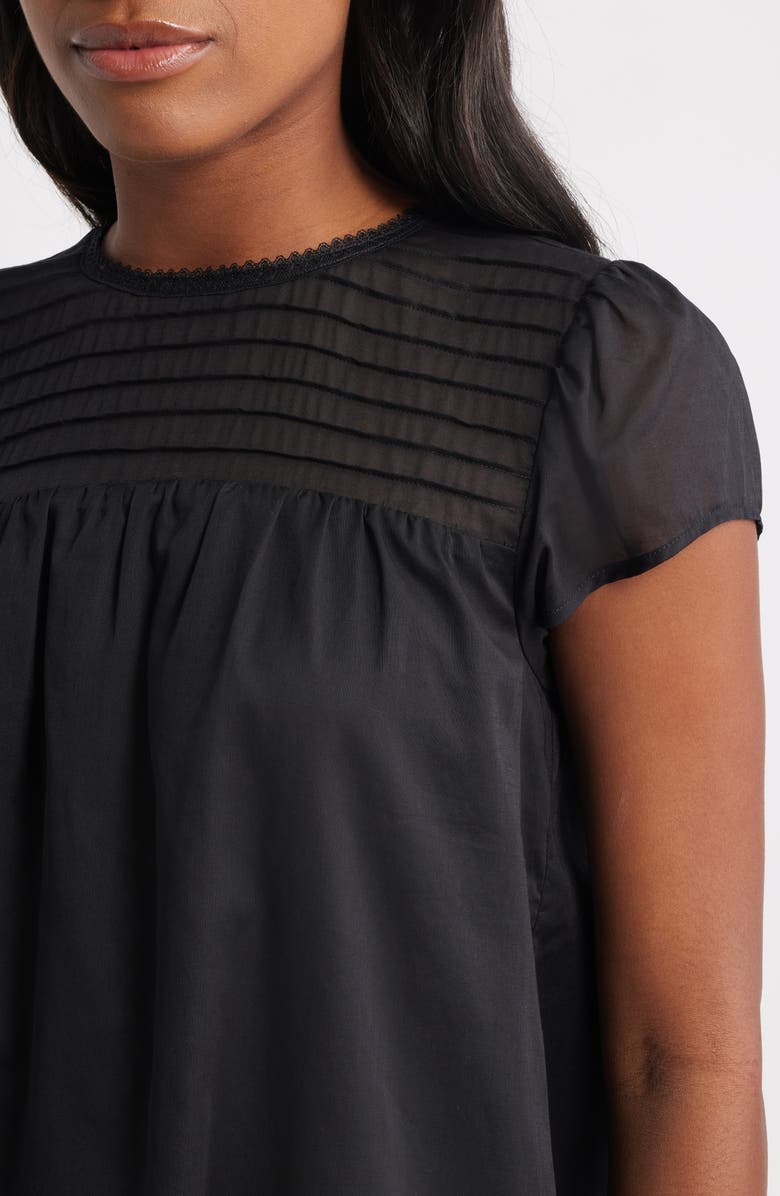 Charles Henry Pintuck Cotton Minidress, Alternate, color, Black