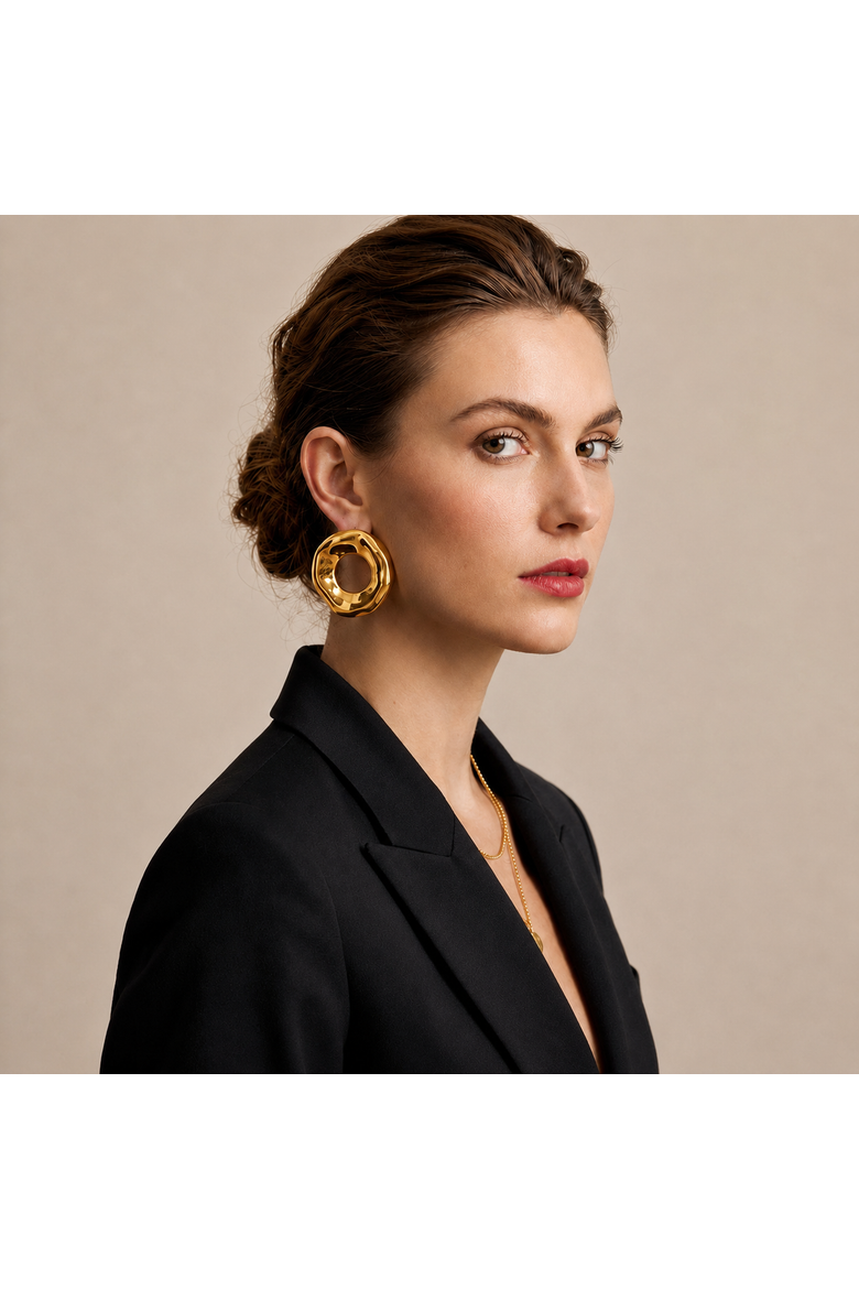 Lenox Wavy Open Circle Earrings, Alternate, color, Gold