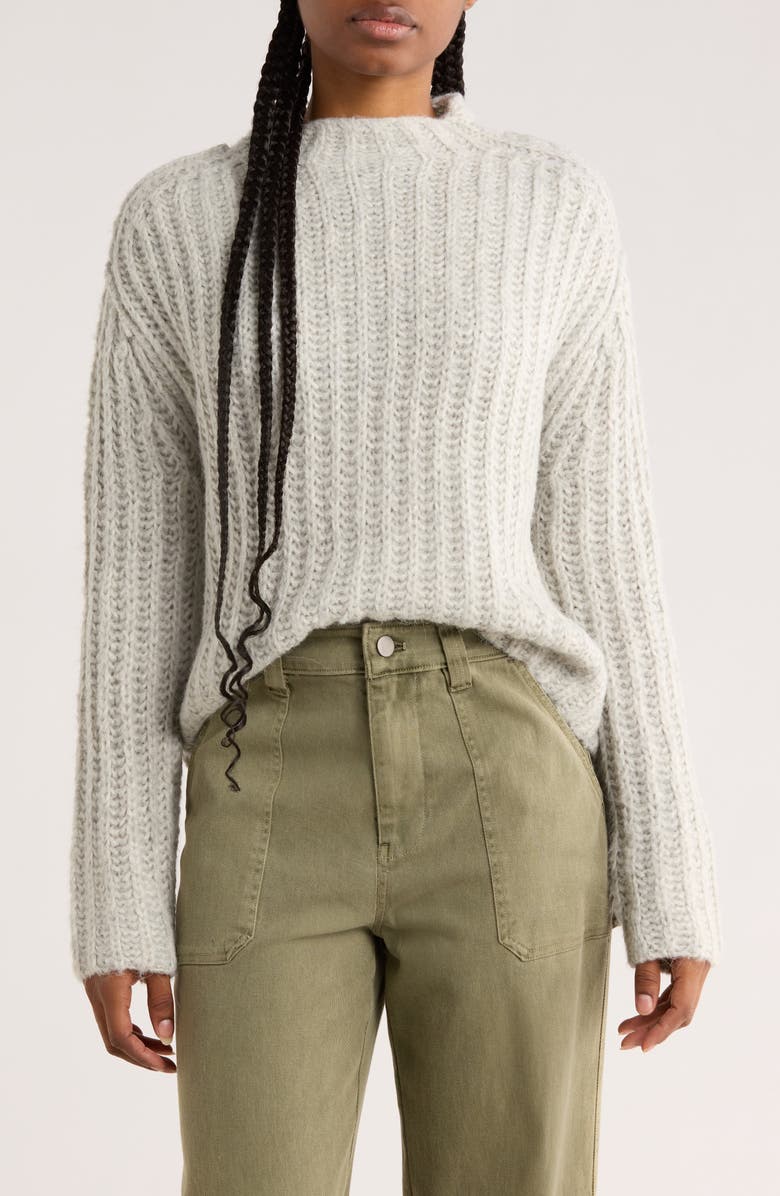 INDUSTRY REPUBLIC CLOTHING Funnel Neck Pullover Sweater, Main, color, Light Grey Heather