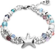 UNODE50 Silver-Tone Double Bracelet with Multicolor Faceted Crystals and Star