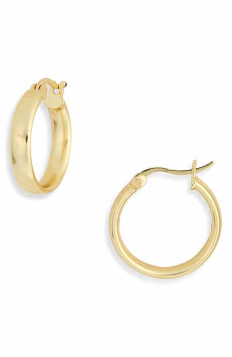18K Gold Small Curved Hoop Earrings