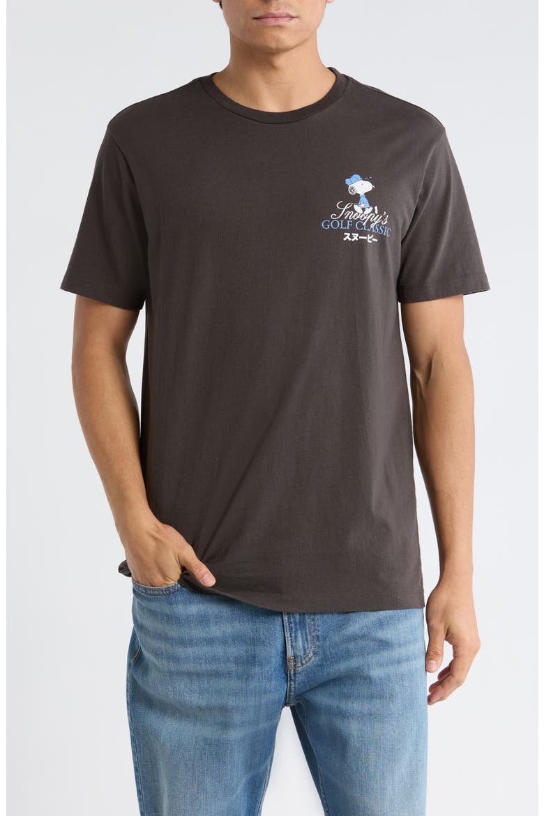 Peanuts® Tokyo Golf Graphic Cotton T-Shirt, Main, color, BLACK