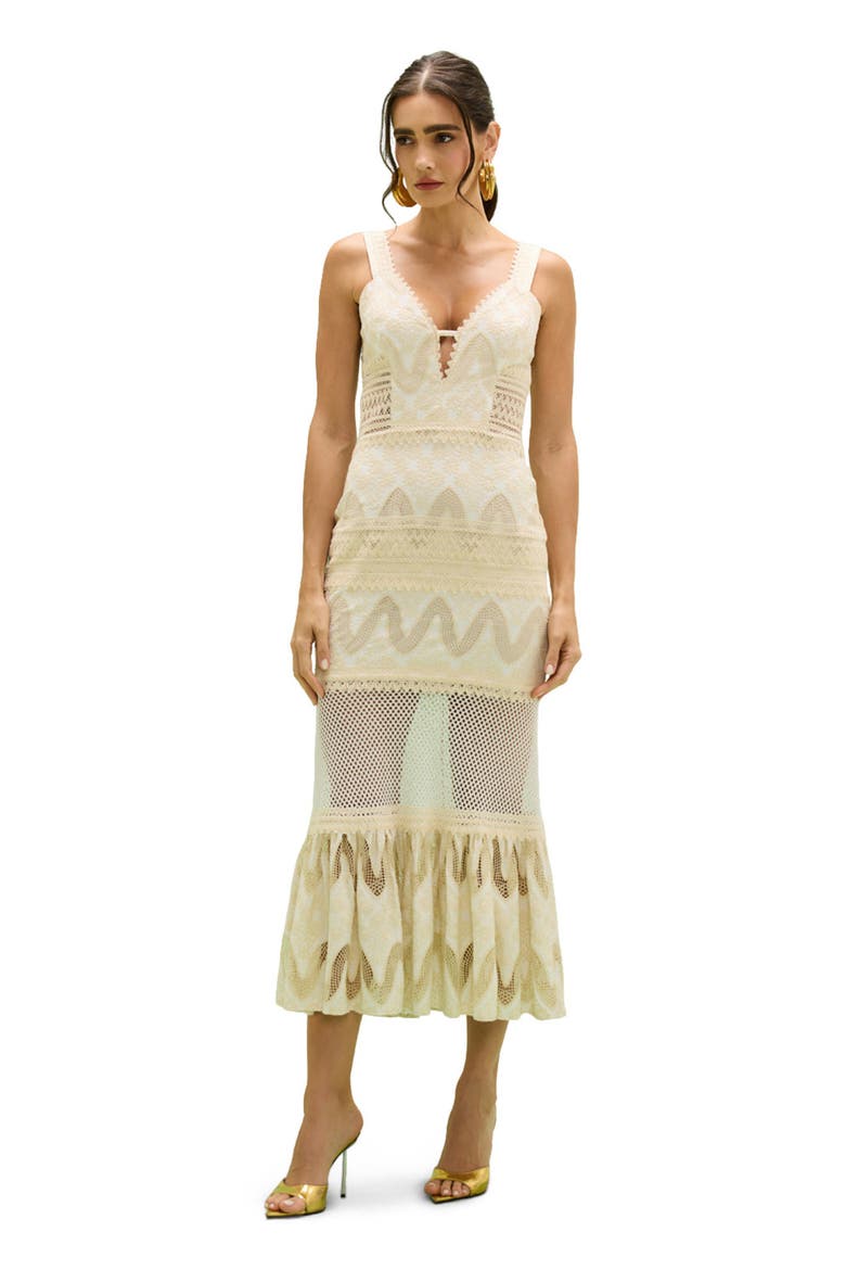 Bertha Lace Midi Dress, Main, color, OFF WHITE