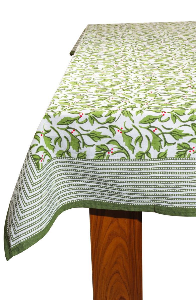 Tiramisu Print Cotton Tablecloth, Main, color, Green