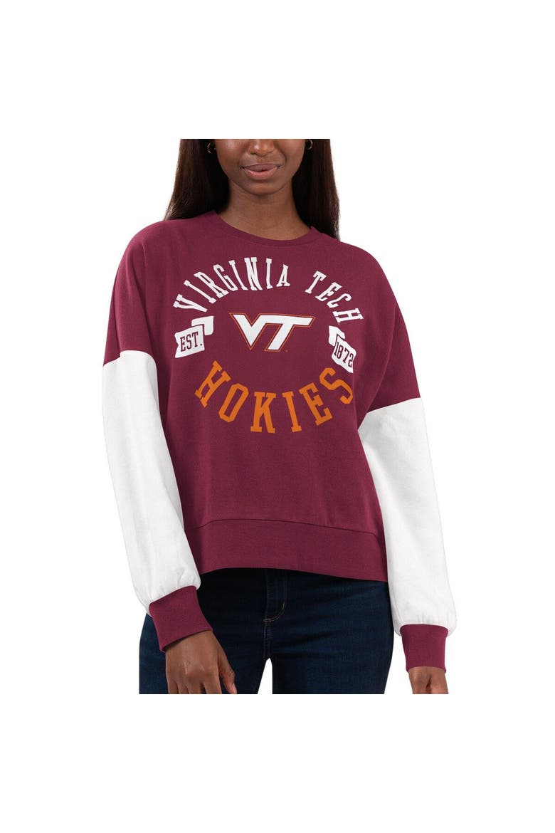 Women's G-III 4Her by Carl Banks Maroon/White Virginia Tech Hokies Team Pride Colorblock Pullover Sweatshirt, Main, color, Maroon