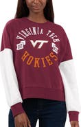 G-III 4HER BY CARL BANKS Women's G-III 4Her by Carl Banks Maroon/White Virginia Tech Hokies Team Pride Colorblock Pullover Sweatshirt