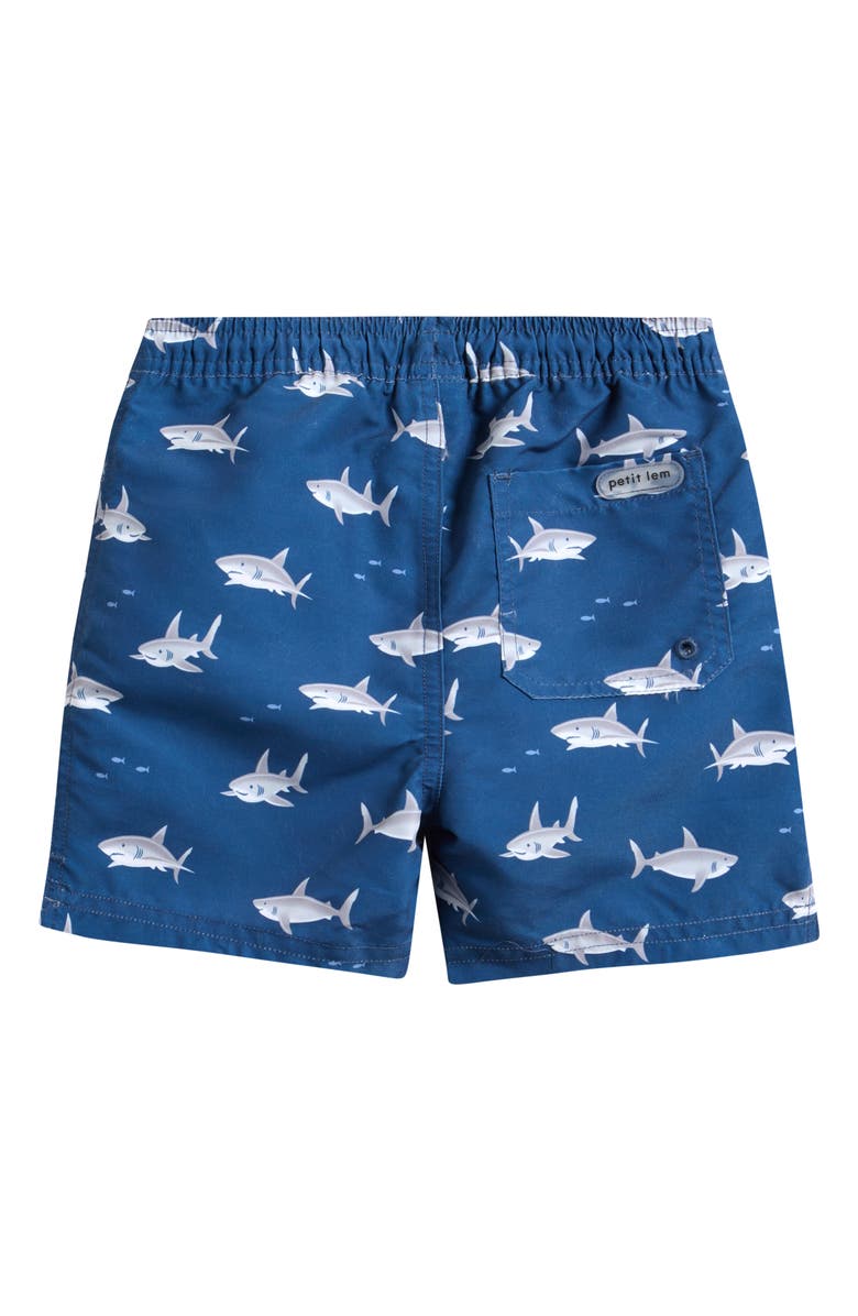 Petit Lem Kids' Shark Print Swim Trunks, Alternate, color, Dark Blue