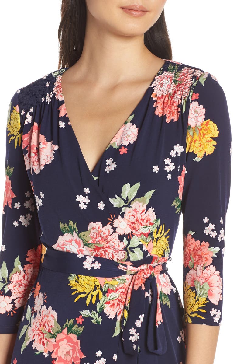 Eliza J Floral Faux Wrap Dress, Alternate, color,