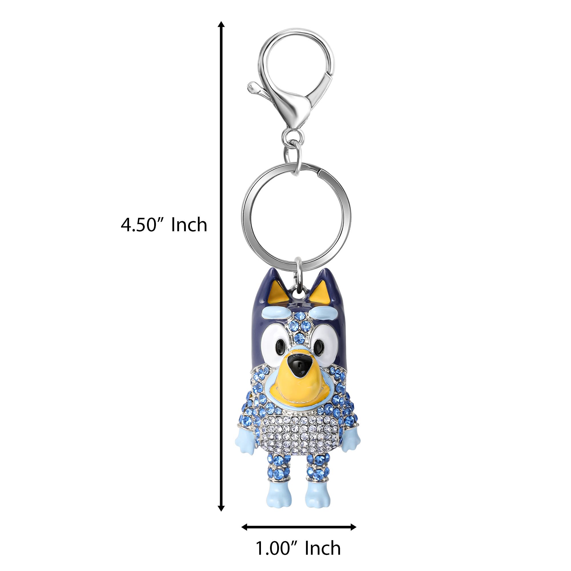 BLUEY Bag Charm Pave Crystal, Official License Bluey Charm Keychain with Lobster Clip, Alternate, color, Blue