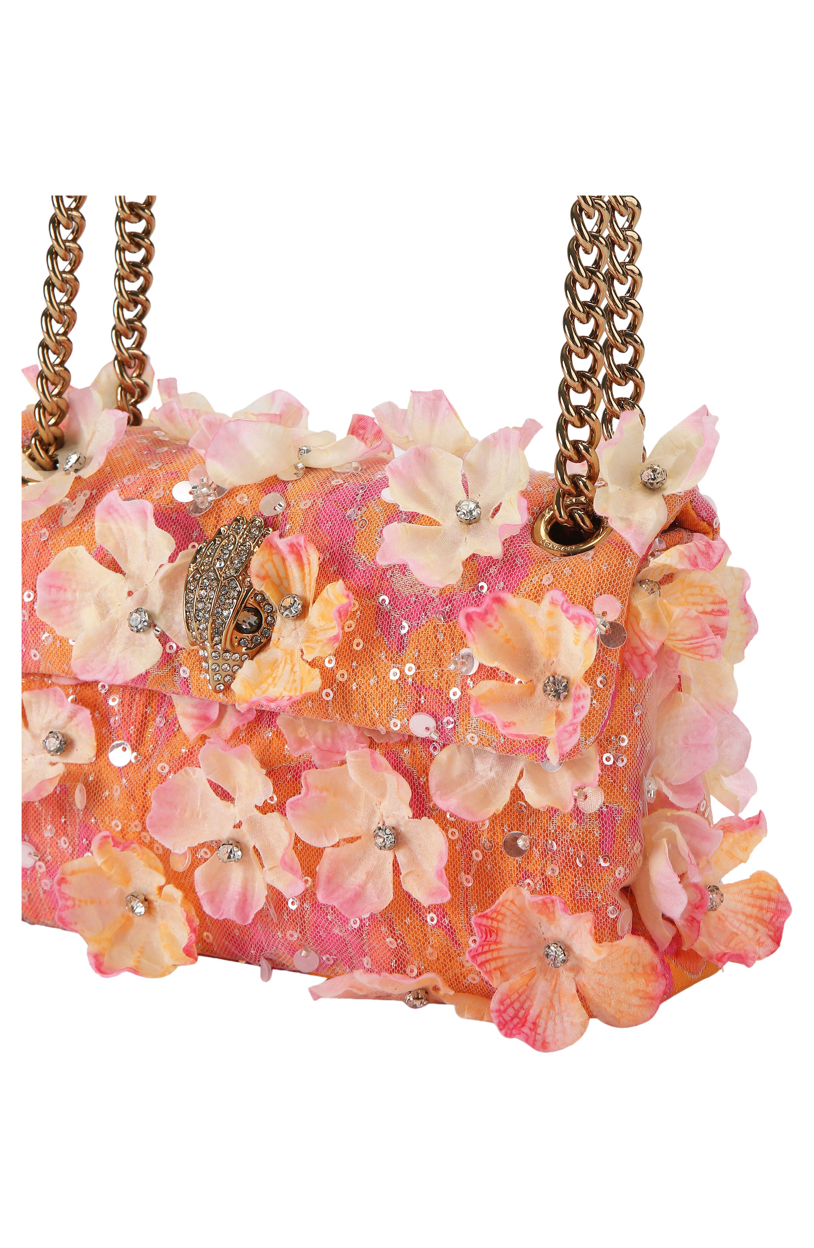 Kurt Geiger London Mini Kensington Flowers Covertible Shoulder Bag, Alternate, color, Light/ Pastel Orange