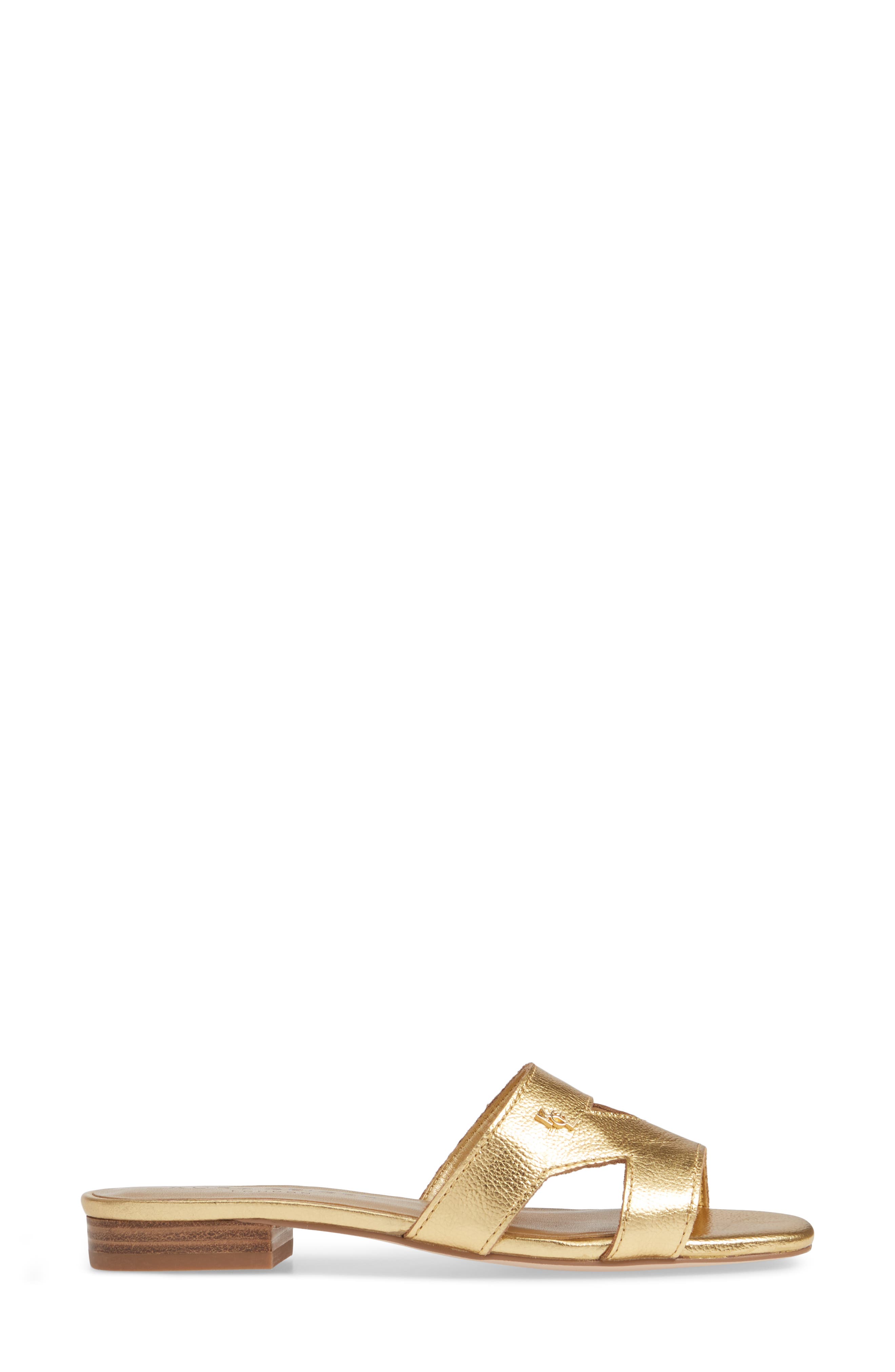 Odina Cutout Slide Sandal, Alternate, color, GOLD LEATHER