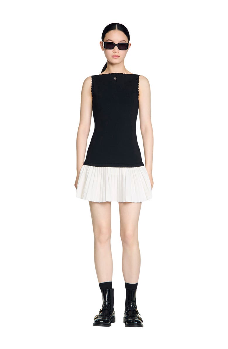 SANDRO Two-tone short dress, Alternate, color, Black