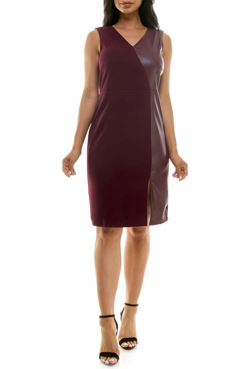 Mixed Media Sleeveless Sheath Dress