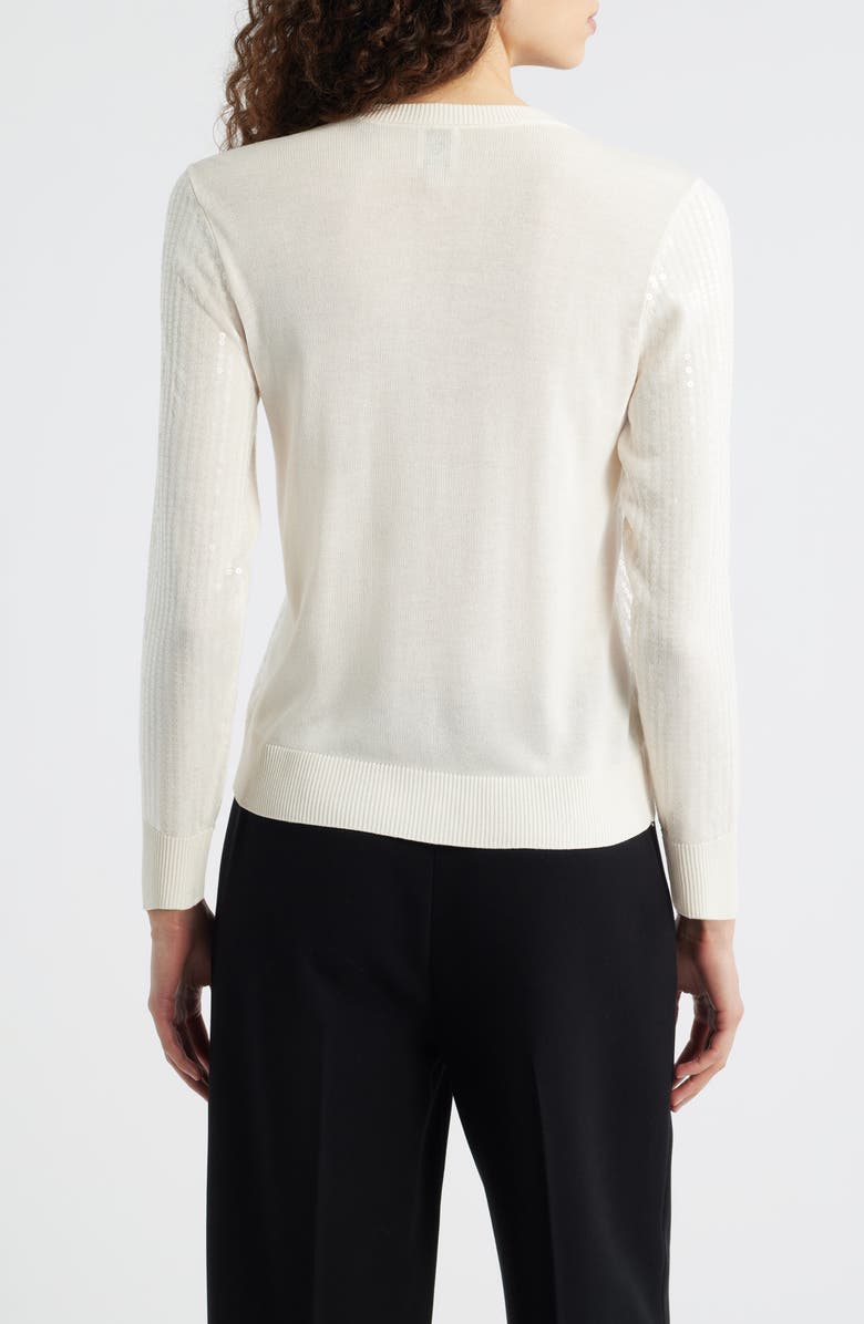 Anne Klein Clear Sequin Cardigan, Alternate, color, White Dove