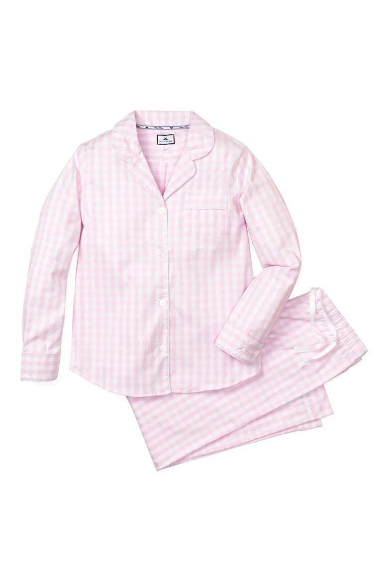 Classic Gingham Brushed Cotton Woven Twill Pajamas, Alternate, color, PINK
