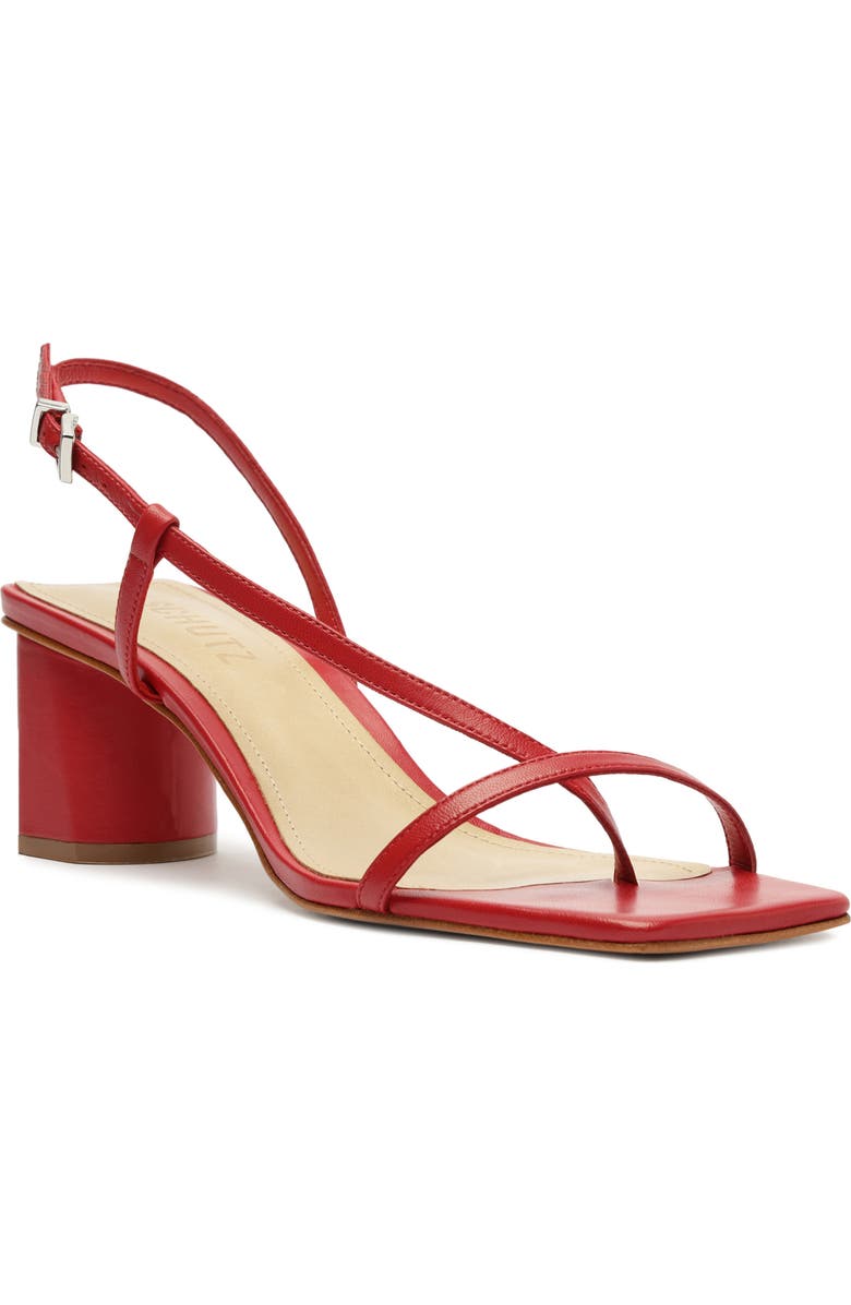 Schutz Heloise Block Heel Sandal, Main, color, Scarlet