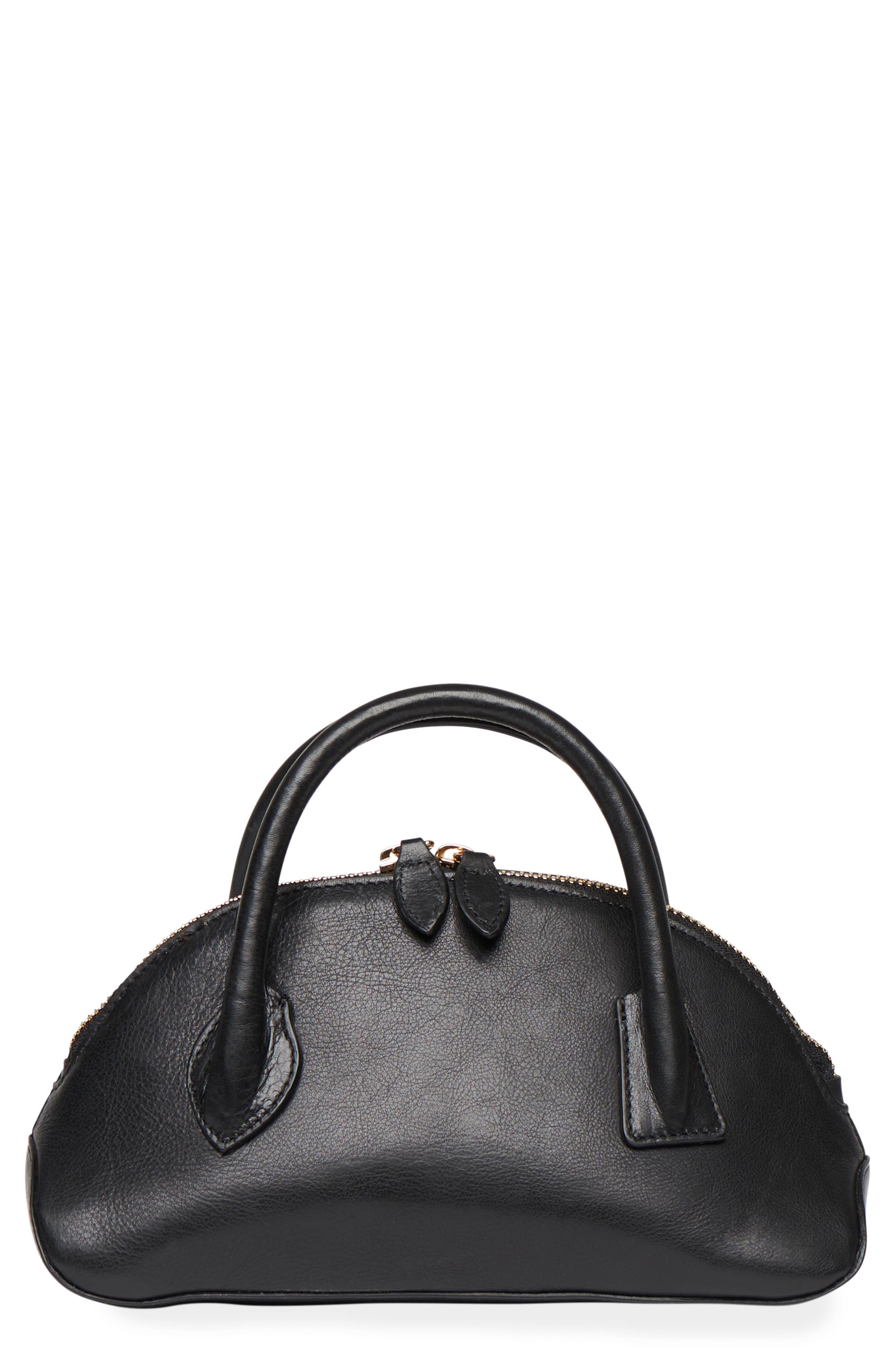 LIFFNER Dome East/West Leather Handbag, Main, color, Black