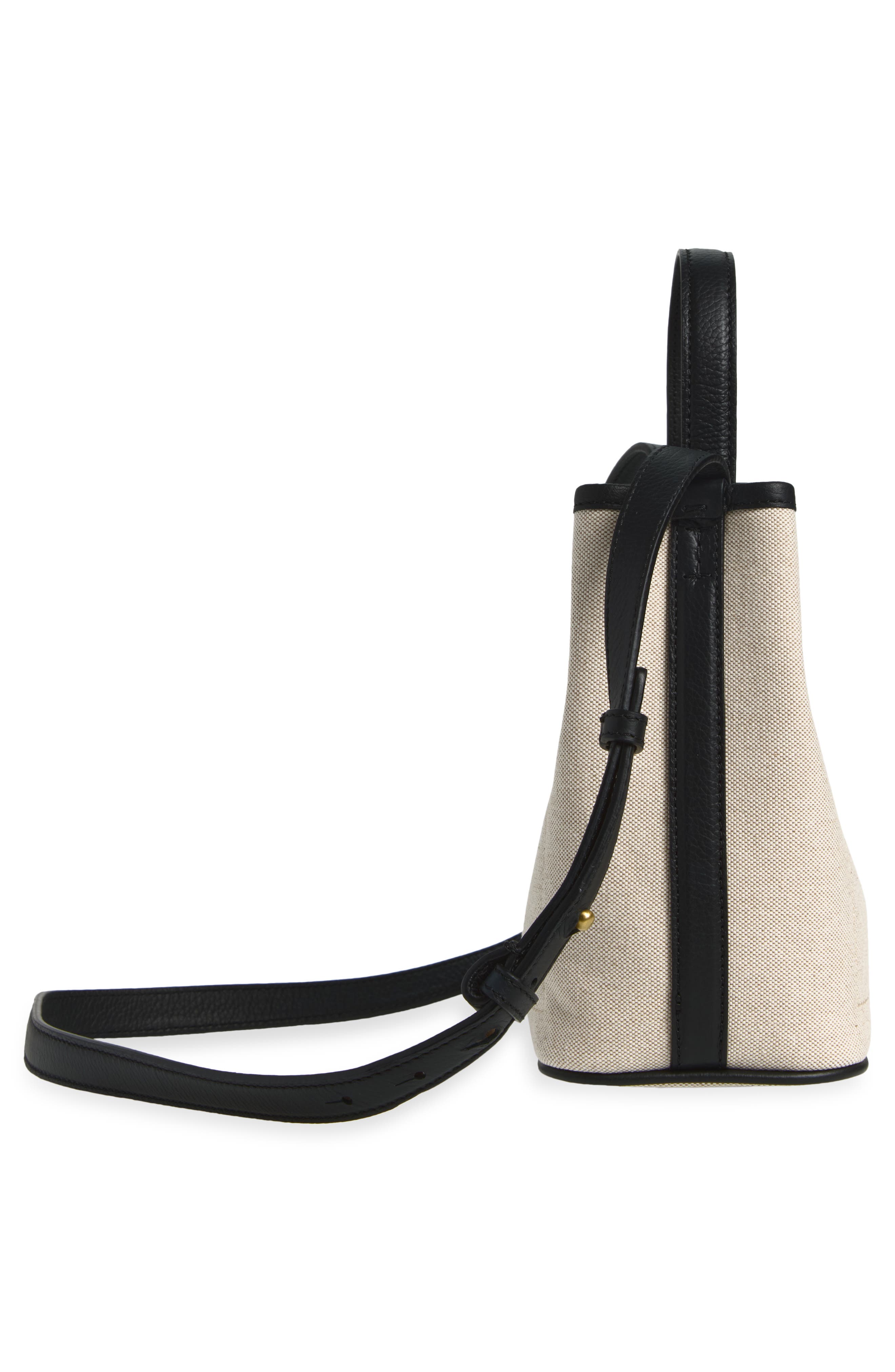 Stripe Cotton Canvas Bucket Bag, Alternate, color, BLACK