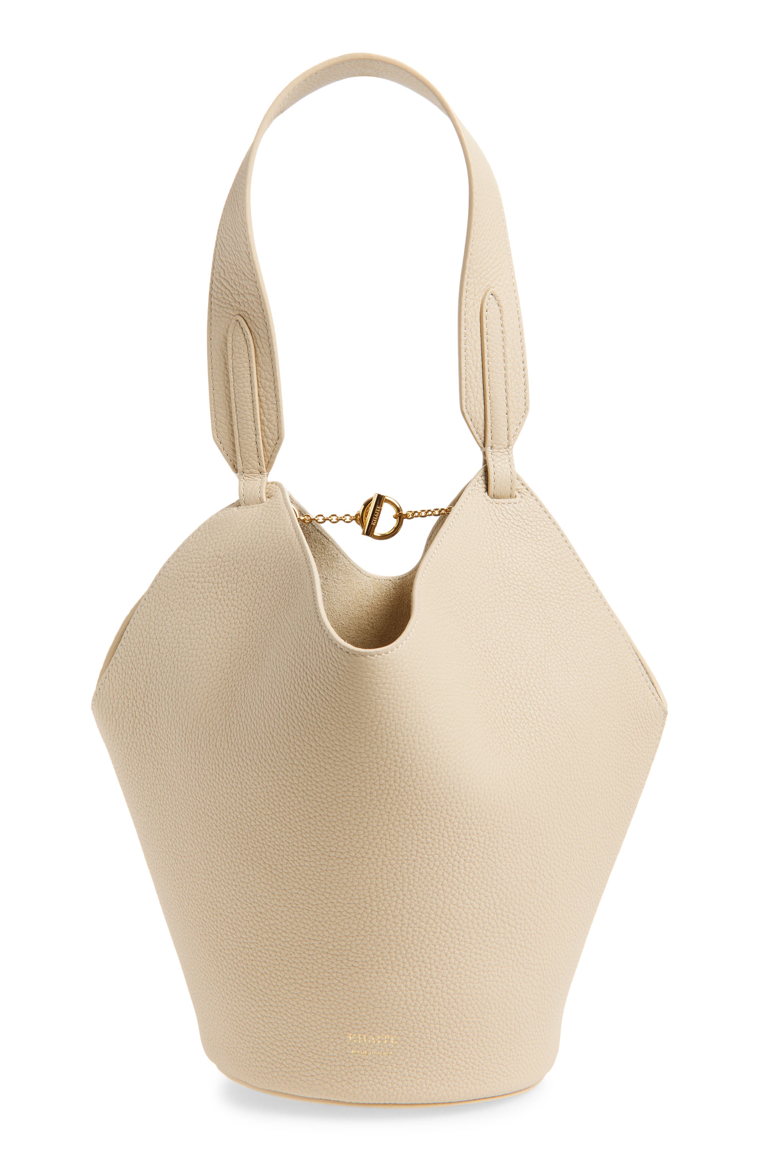 Khaite Womens Lotus Small Leather Tote Bag Dark Ivory