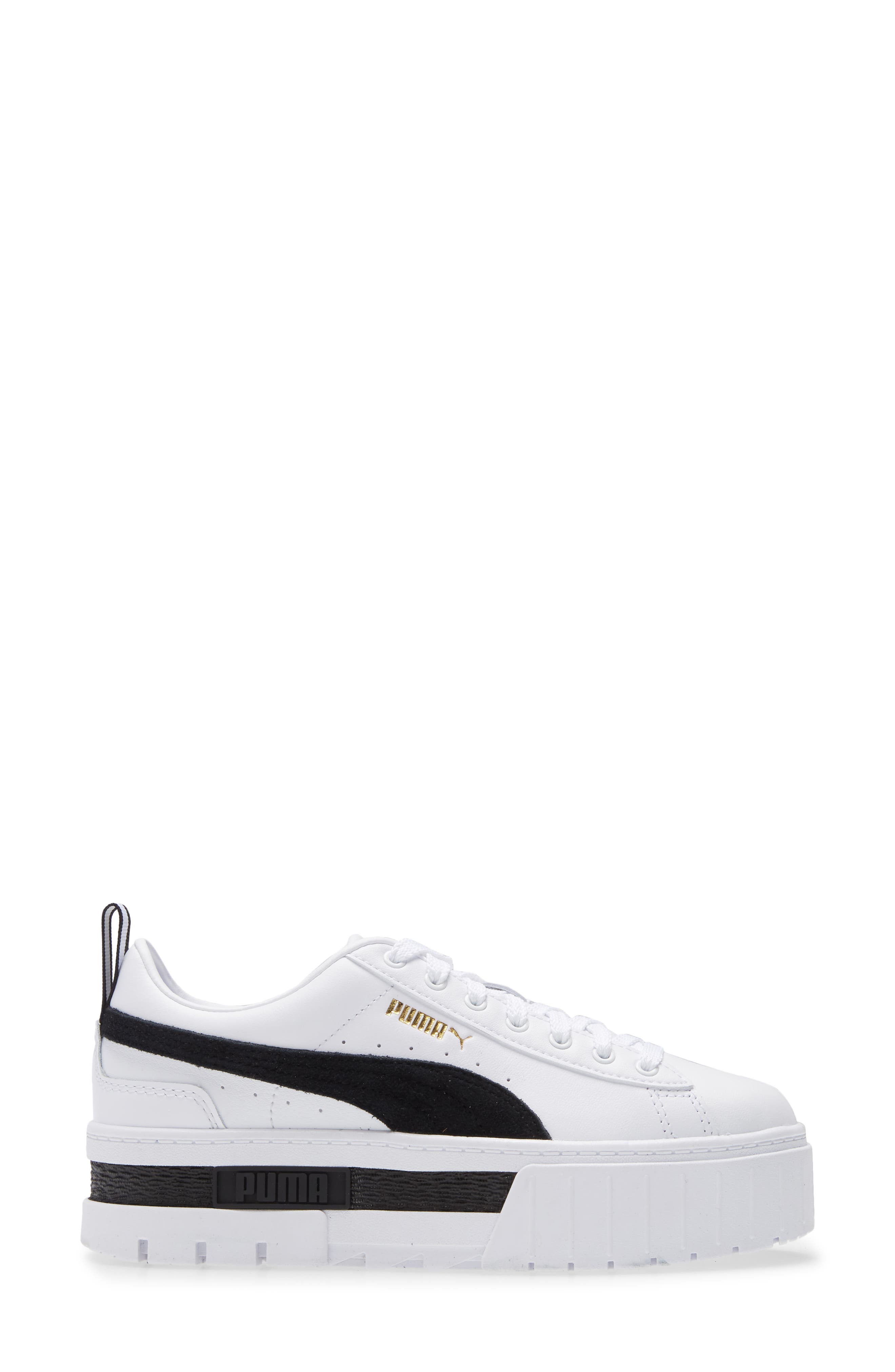 PUMA Mayze Leather Platform Sneaker, Alternate, color, Puma White/ Puma Black