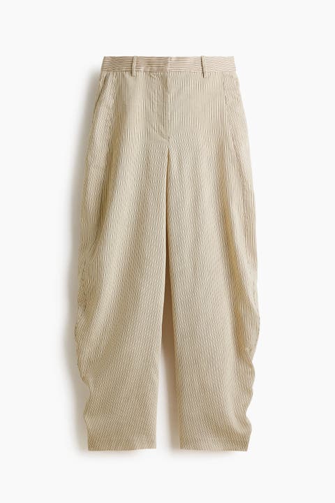 Linen-blend Barrel Trousers
