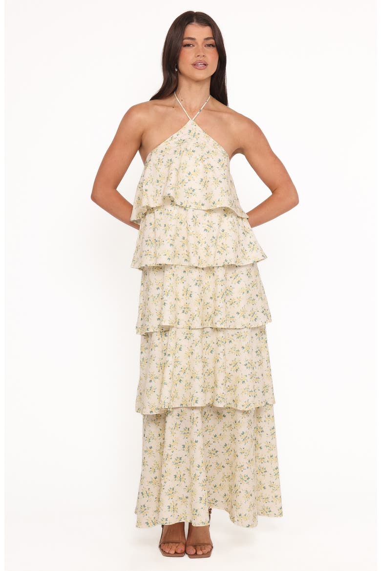 Darlia Tiered Floral Print Maxi Dress, Alternate, color, YELLOW FLORAL