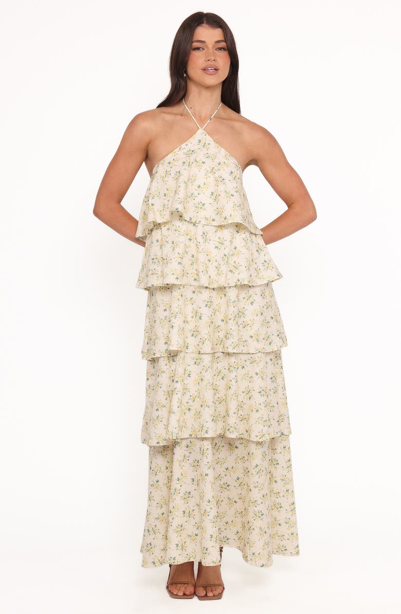 Petal & Pup Darlia Tiered Floral Print Maxi Dress, Alternate, color, Yellow Floral