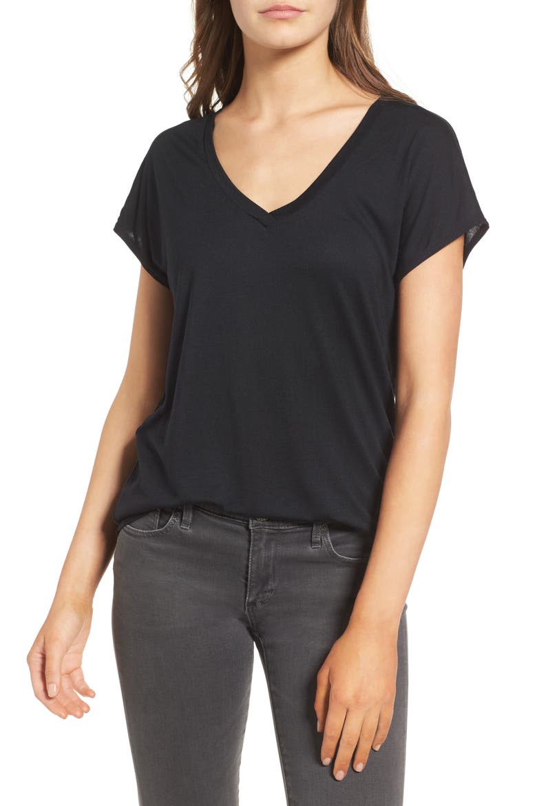 High/Low Dolman Tee, Main, color, BLACK