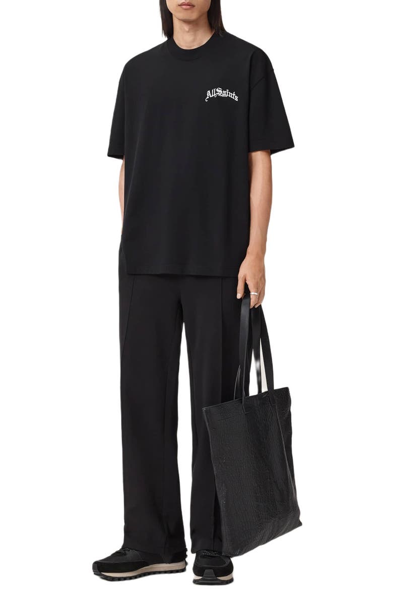 AllSaints Descent Overize Embroidered Cotton T-Shirt, Alternate, color, Washed Black