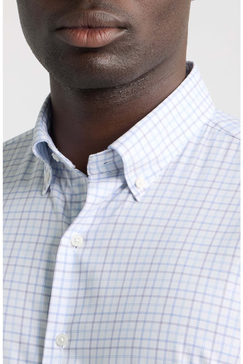Bruce Crown Lite Plaid Performance Button Down Shirt, Alternate, color, BLUE FREESIA