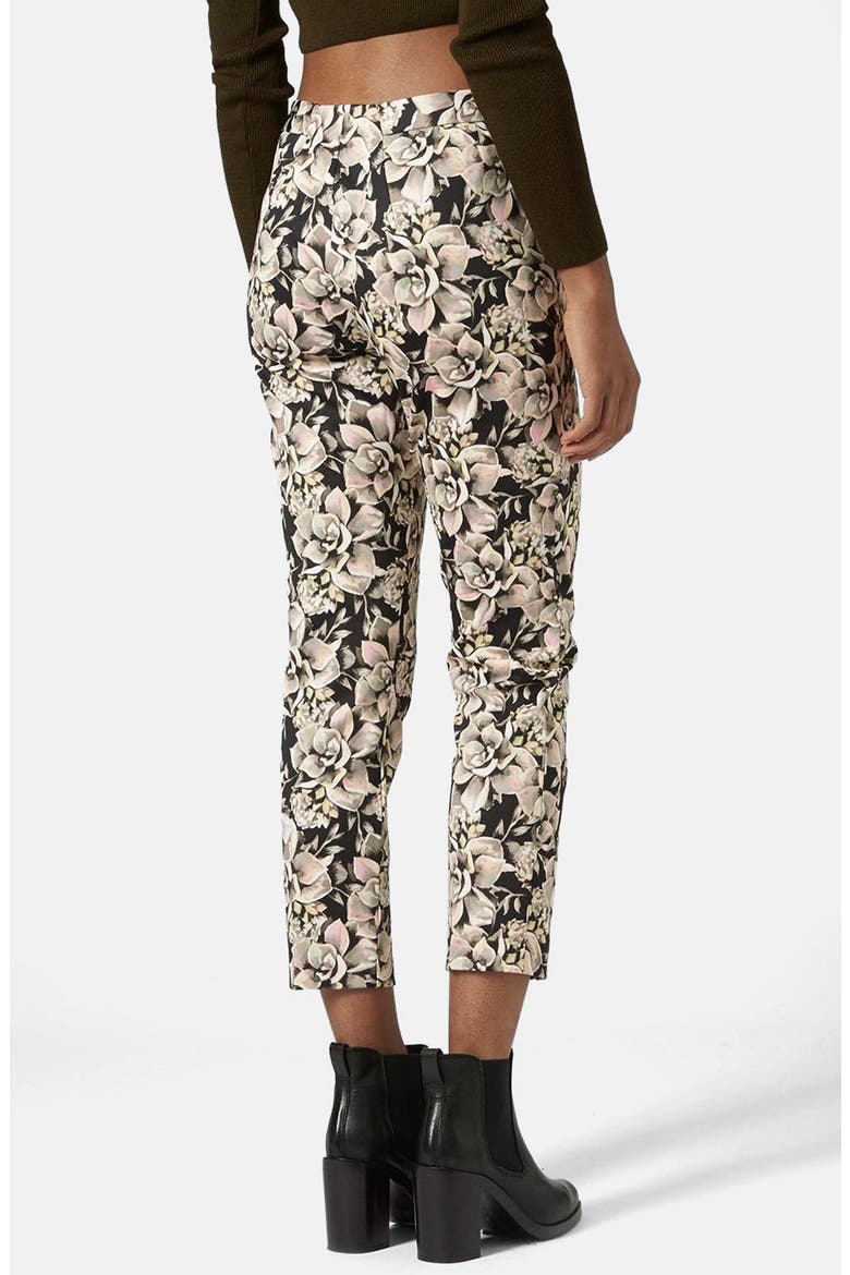 Floral Scuba Cigarette Trousers, Alternate, color, BLACK MULTI