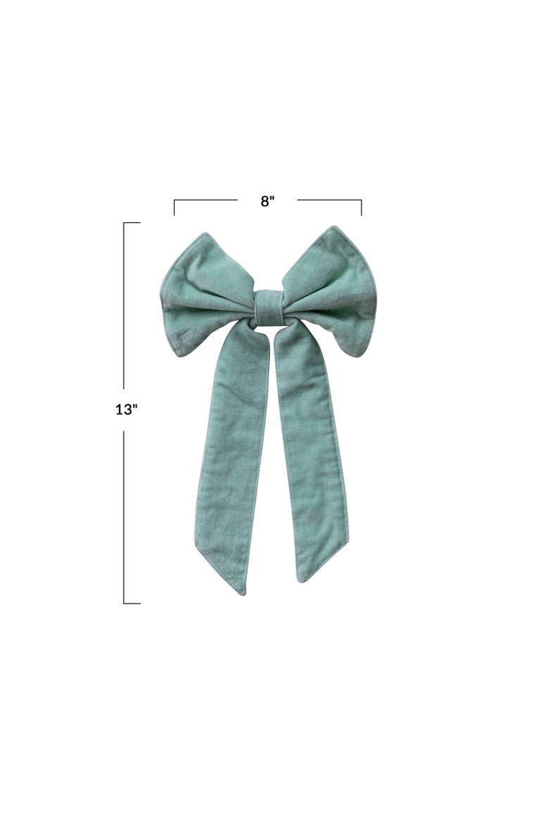 Velvet Cotton Bow with Iron Clip, Alternate, color, Mint Color