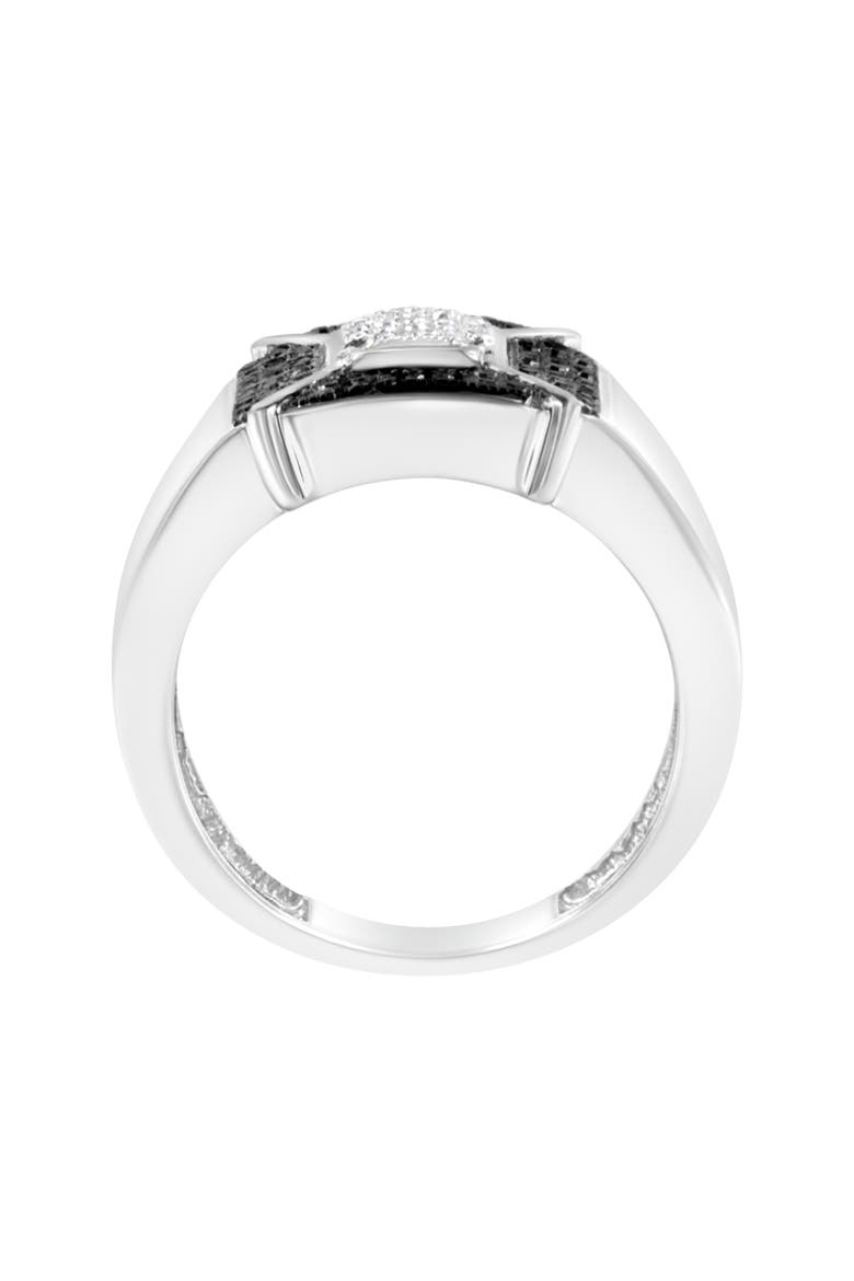 Silver 3/8 Cttw Composite Enhanced Black and White Diamond Men's Band Ring, Alternate, color, Silver