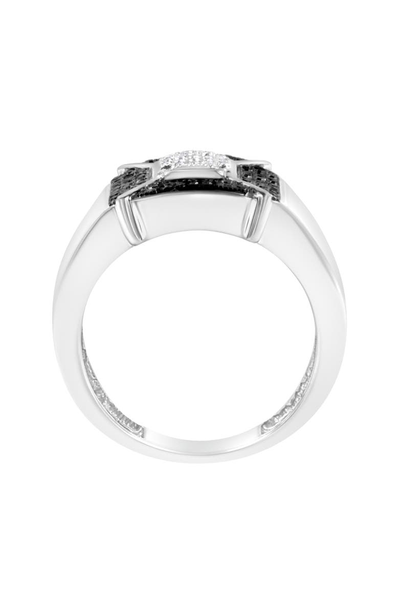 Haus of Brilliance Silver 3/8 Cttw Composite Enhanced Black and White Diamond Men's Band Ring, Alternate, color, White