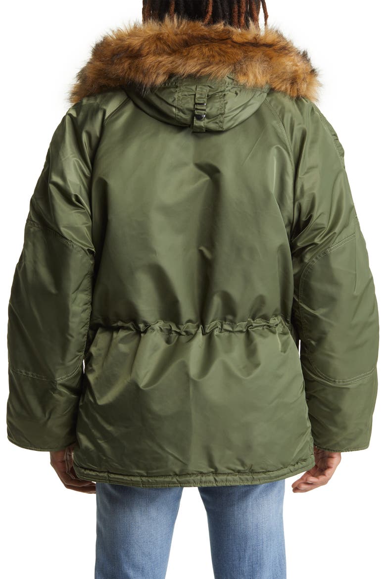 Alpha N-3B Water Resistant Parka with Removable Faux Fur Trim, Alternate, color, SAGE