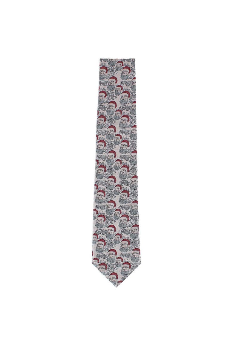 Santa Claus Is Watching Silk Novelty Necktie, Alternate, color, Cream