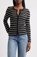 DÔEN Therese Stripe Open Knit Pima Cotton & Silk Cardigan