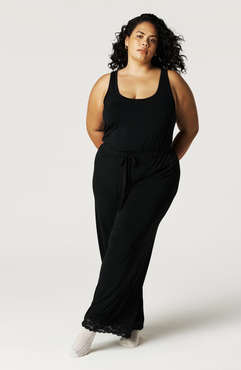 Posh Peanut Lace Pajama Pants, Alternate, color, Black