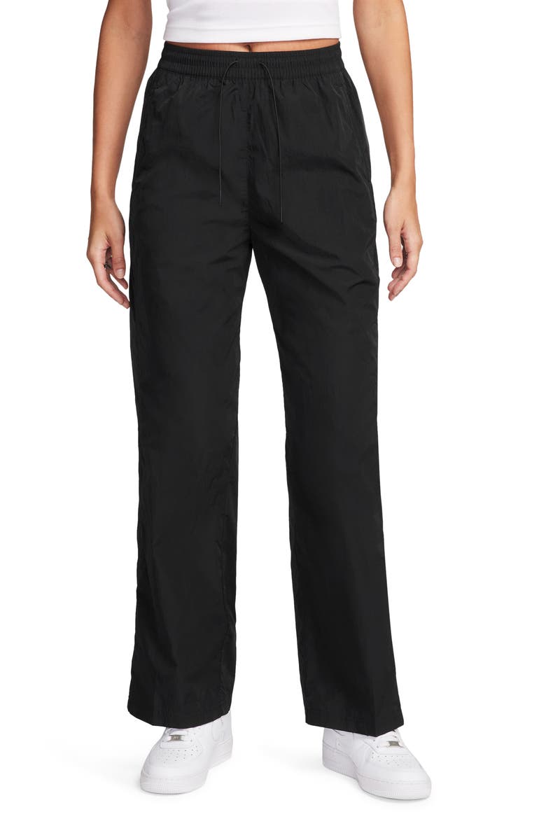 Windrunner Water Repellent High Waist Woven Pants, Main, color, 010 010 BLACK/WHITE