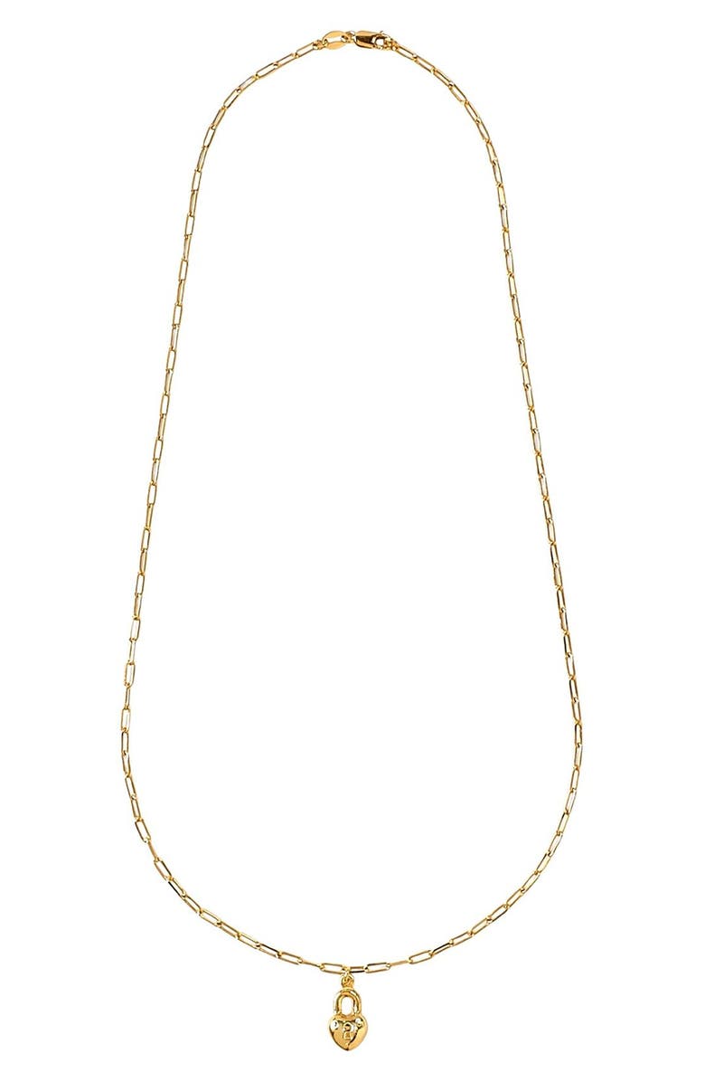 AMERICAN EXCHANGE Heart Lock Pendant Necklace, Alternate, color, Gold