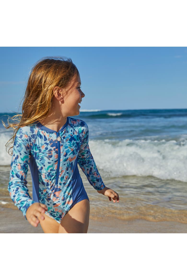 Long Sleeve Half Zip Swim Suit, Alternate, color, Yosemite Tie-Dye