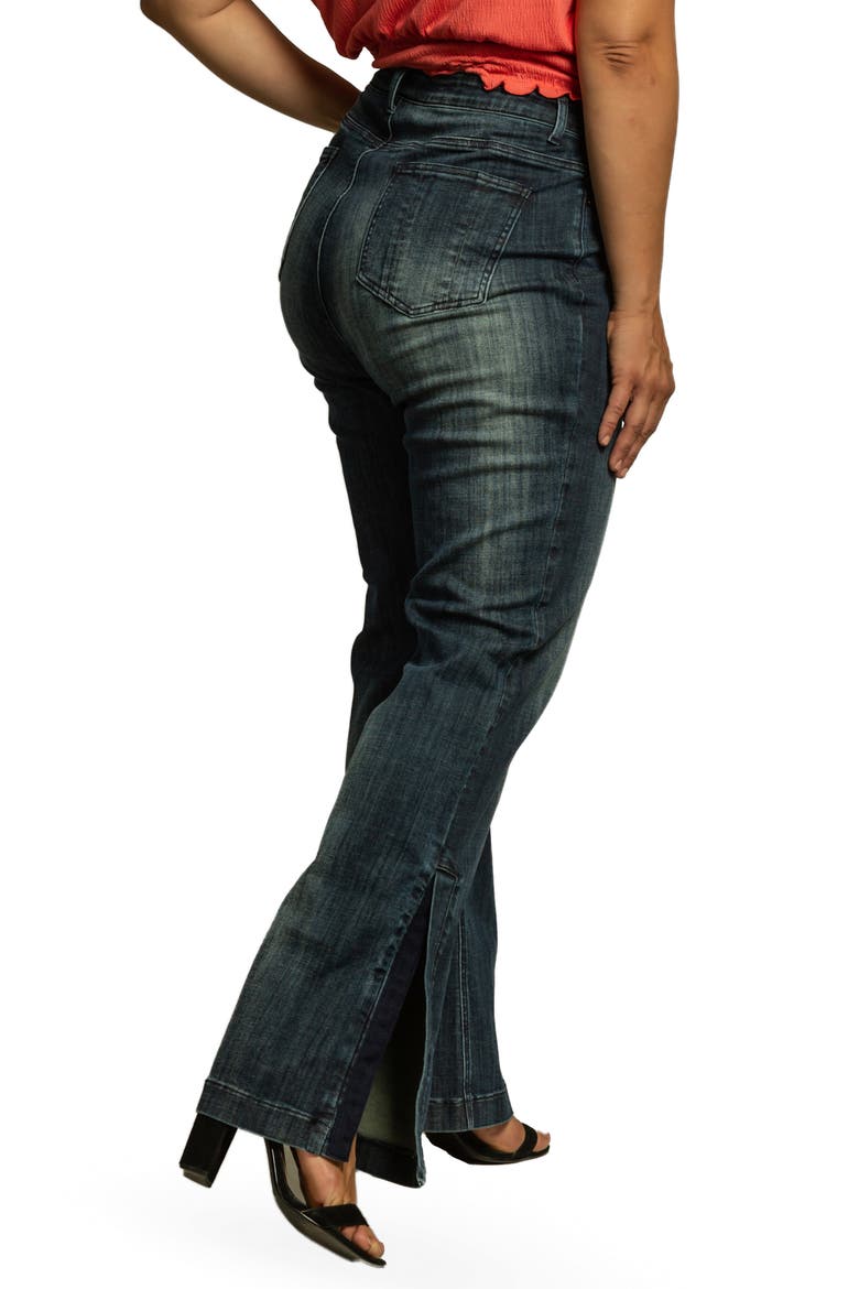 High Waist Slit Hem Wide Leg Jeans, Alternate, color, 3219UNFORGV