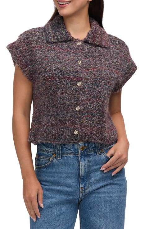 Bouclé Dolman Sleeve Cardigan