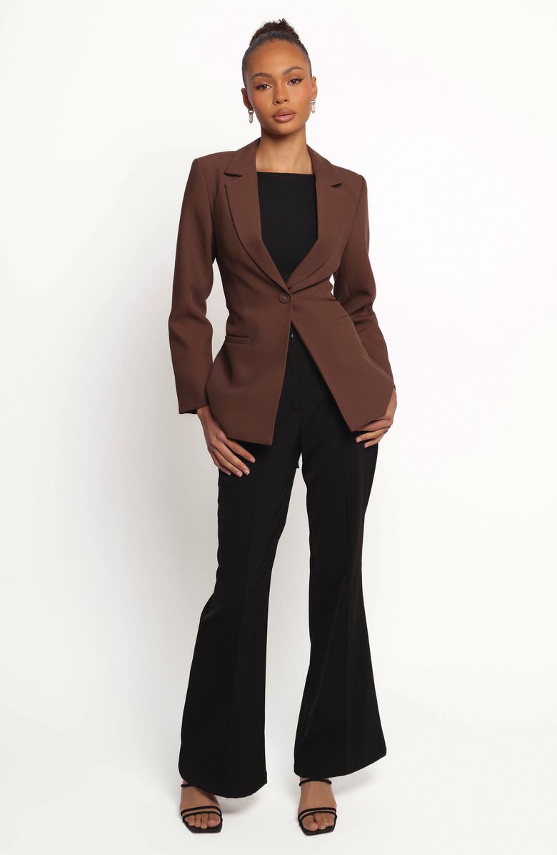 Petal & Pup Eliana Tie Waist Blazer, Alternate, color, Espresso