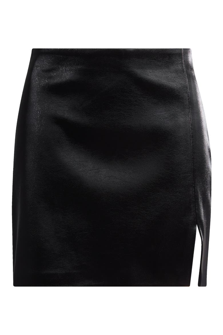 Faux Leather Miniskirt, Alternate, color, BLACK