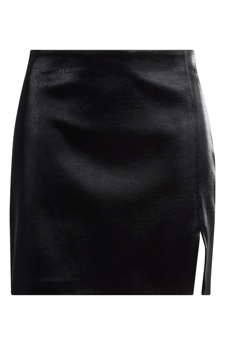Topshop Faux Leather Miniskirt, Alternate, color, Black
