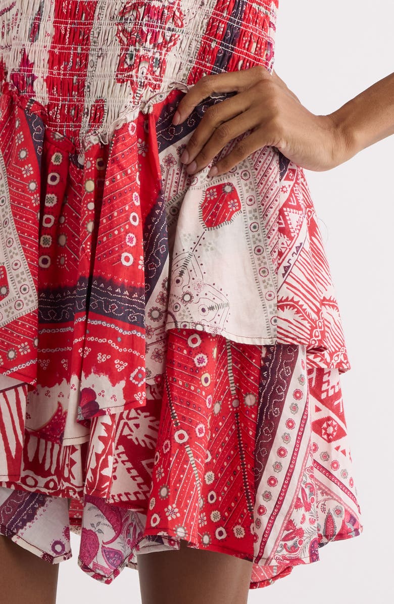 Isabel Marant Étoile Anka Paisley Print Smocked Cotton Sundress, Alternate, color, Red/ Ecru