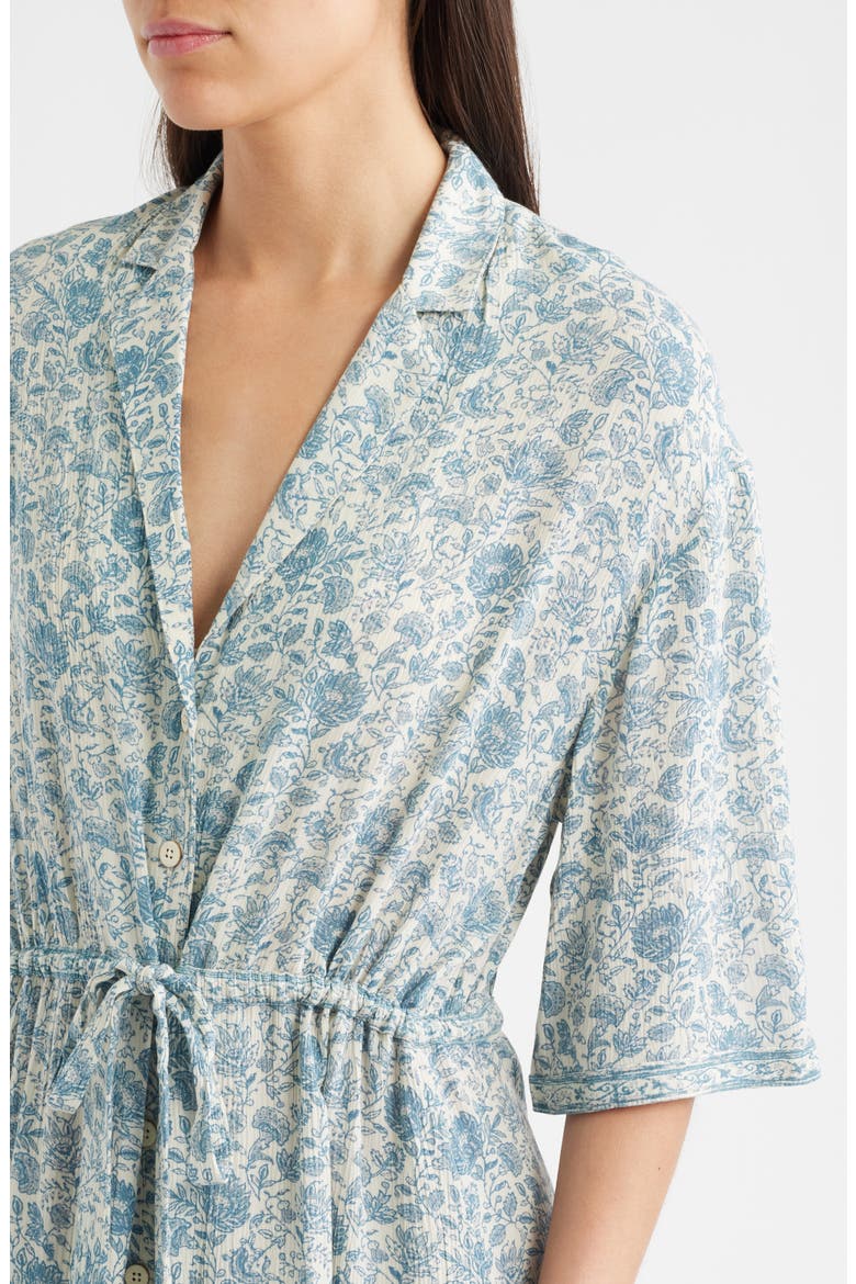 Island Times Tie Waist Midi Dress, Alternate, color, BLUE WATER FLORAL