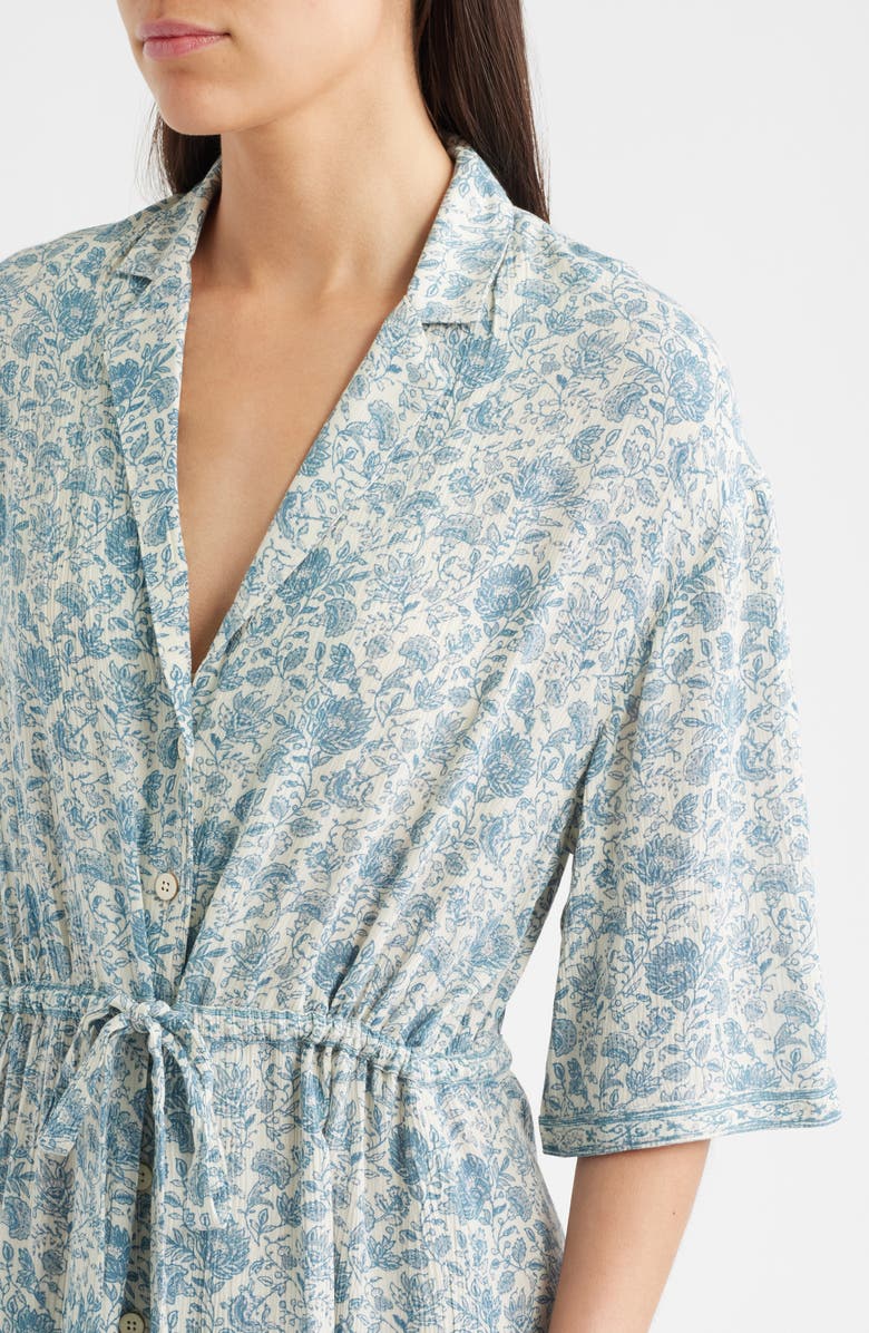 Faherty Island Times Tie Waist Midi Dress, Alternate, color, Blue Water Floral