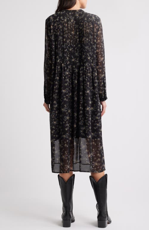 TREASURE & BOND TREASURE & BOND FLORAL PRINT LONG SLEEVE MIDI DRESS